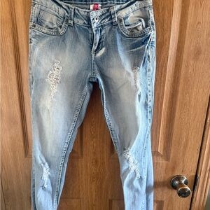 BONGO Light Blue Distressed Skinny Jeans